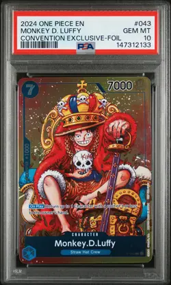 2024 ONE PIECE PROMOS CONVENTION EXCLUSIVE-FOIL #043 MONKEY D. LUFFY PSA 10 - Image 1