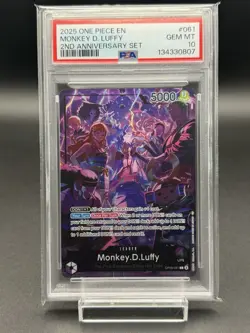 Monkey D. Luffy 2025 One Piece 2nd Anniversary Set #061 PSA 10 GEM MT English - Image 1