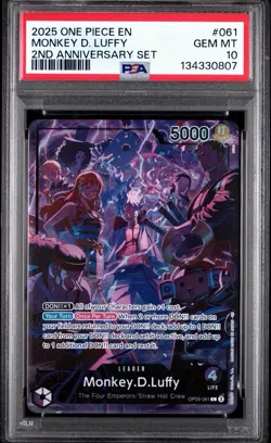 Monkey D. Luffy 2025 One Piece 2nd Anniversary Set #061 PSA 10 GEM MT English - Image 3