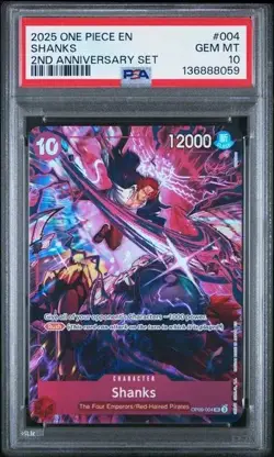 2025 One Piece English Version 2nd Anniversary Set #004 SHANKS PSA 10 XJ40 - Image 1
