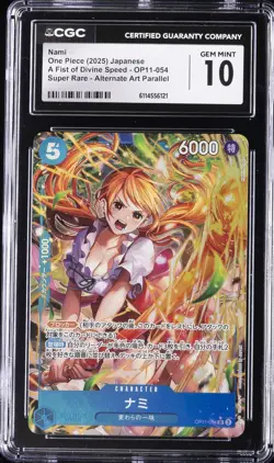 2025 ONE PIECE JAPANESE A FIST OF DIVINE SPEED SR ALT ART #OP11-054 NAMI CGC 10 - Image 1