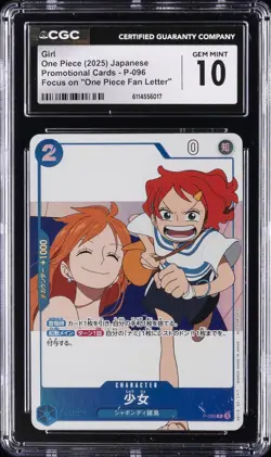 2025 ONE PIECE JAPANESE PROMO "ONE PIECE FAN LETTER" #P-096 GIRL CGC 10 - Image 1