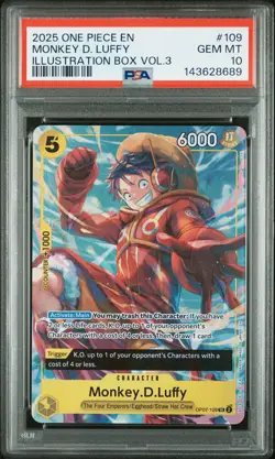 2025 ONE PIECE PROMOS ILLUSTRATION BOX VOL.3 #109 MONKEY D. LUFFY PSA 10 - Image 1