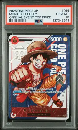 2025 ONE PIECE JPN PROMOS OFFICIAL EVENT TOP PRIZE #014 MONKEY D. LUFFY PSA 10 - Image 1