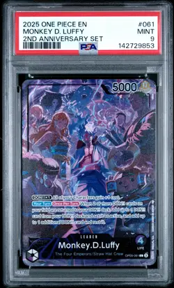 2025 ONE PIECE ENGLISH VERSION 2ND ANNIVERSARY SET #061 MONKEY D. LUFFY PSA 9 - Image 1