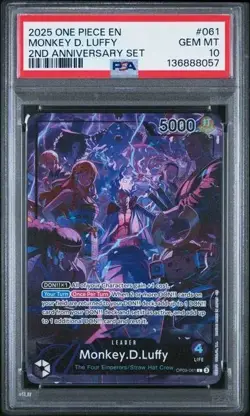 2025 One Piece English Version 2nd Anniversary Set#061 MONKEY D.LUFFY PSA10 XJ40 - Image 1