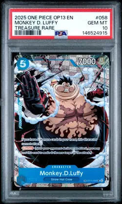 2025 ONE PIECE OP13-CARRYING ON HIS WILL TREASURE RARE MONKEY D. LUFFY PSA 10 - Image 1
