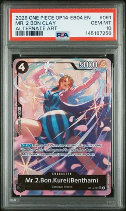 2026 ONE PIECE EB04-THE AZURE SEA'S SEVEN ALT ART #091 MR. 2 BON CLAY PSA 10 - Image 1