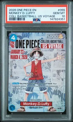 2026 ONE PIECE PROMOS COLLEGE BASKETBALL : US VOYAGE MONKEY D. LUFFY PSA 10 - Image 1