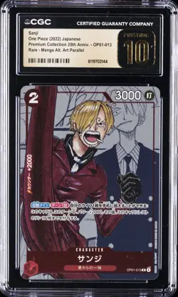 2022 ONE PIECE JPN PREMIUM MANGA ALTERNATE ART #OP01-013 SANJI CGC 10 PRISTINE - Image 1