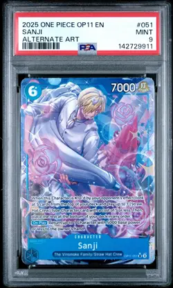 2025 ONE PIECE OP11-A FIST OF DIVINE SPEED ALTERNATE ART #051 SANJI PSA 9 - Image 1