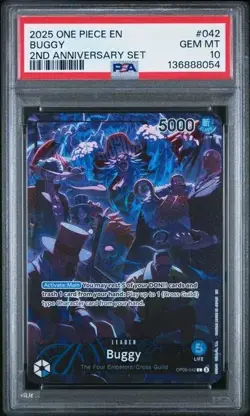 2025 One Piece English Version 2nd Anniversary Set #042 BUGGY PSA 10 XJ40 - Image 1