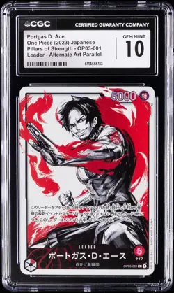 2023 ONE PIECE JPN PILLARS OF STRENGTH ALT ART #OP03-001 PORTGAS D ACE CGC 10 - Image 1