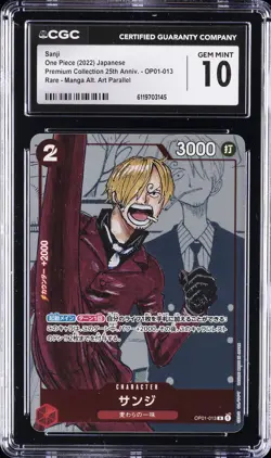 2022 ONE PIECE JAPANESE PREMIUM COLLECTION MANGA ALT ART #OP01-013 SANJI CGC 10 - Image 1
