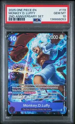 2025 One Piece English Version 2nd Anniversary Set#119 MONKEY D.LUFFY PSA10 XJ40 - Image 1