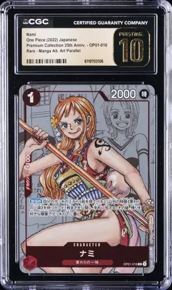 2022 ONE PIECE JAPANESE PREMIUM MANGA ALT ART #OP01-016 NAMI CGC 10 PRISTINE - Image 1