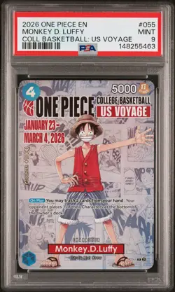 2026 ONE PIECE PROMOS COLLEGE BASKETBALL : US VOYAGE #055 MONKEY D. LUFFY PSA 9 - Image 1