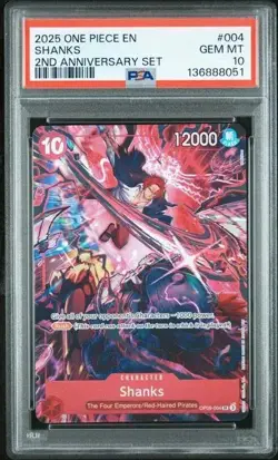 2025 One Piece English Version 2nd Anniversary Set #004 SHANKS PSA 10 XJ40 - Image 1