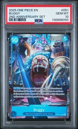 2025 One Piece English Version 2nd Anniversary Set #051 BUGGY PSA 10 XJ40 - Image 1