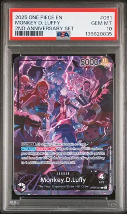 2025 ONE PIECE ENGLISH VERSION 2ND ANNIVERSARY SET #061 MONKEY D. LUFFY PSA 10 - Image 1