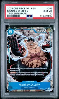 2025 ONE PIECE OP13-CARRYING ON HIS WILL TREASURE RARE MONKEY D. LUFFY PSA 10 - Image 1