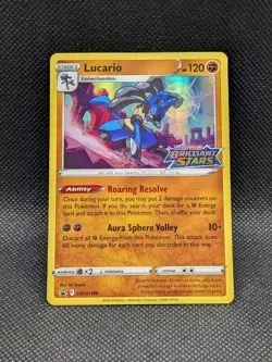 LUCARIO SWSH186 Brilliant Stars Prerelease Promo Holo Rare Pokemon Card NM - Image 1