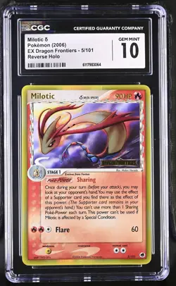 CGC 10 Milotic 2006 EX Dragon Frontiers 5/101 Reverse Holo Stamped Pokemon Card - Image 1
