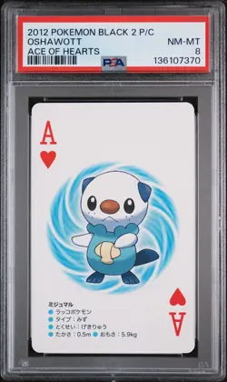 2012 POKEMON BLACK 2 PLAYING CARDS ACE OF HEARTS OSHAWOTT PSA 8 - Image 1
