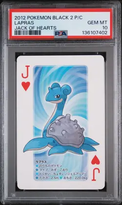 2012 POKEMON BLACK 2 PLAYING CARDS JACK OF HEARTS LAPRAS PSA 10 - Image 1