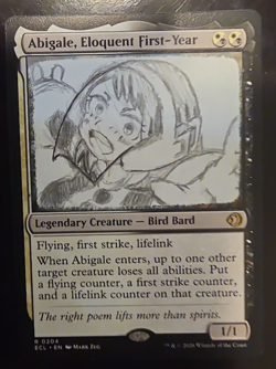Magic the Gathering Abigale, Eloquent First-Year | Altered Art Hand Drawn Card - Image 1