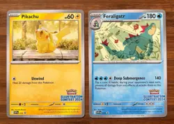 Pikachu SVP214 & Feraligatr SVP213 LOT Illustration Contest 2024 Pokemon NM - Image 1