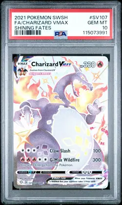 2021 POKEMON SWORD & SHIELD SHINING FATES #SV107 FULL ART/CHARIZARD VMAX PSA 10 - Image 1