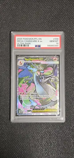 2025 Pokemon Phantasmal Flames Mega Charizard X Ultra Rare #109 PSA 10 Gem Mint - Image 1