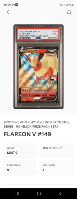 Pokemon Flareon V Prize Pack Series One Black Star Promo PSA 9 - Image 3