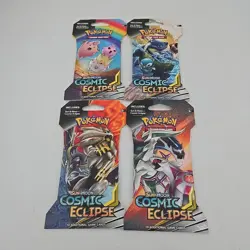 Pokemon TCG Cosmic Eclipse - Booster Pack Sun & Moon Full Art Set 4 Packs - Image 1