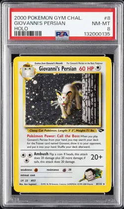 2000 POKEMON GYM CHALLENGE HOLO #8 GIOVANNI'S PERSIAN PSA 8 - Image 1