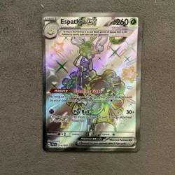 Pokemon Paldean Fates Espathra EX Full Art Shiny 214/091 - NM - Image 1