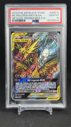 2019 POKEMON SM BLACK STAR PROMO FULL ART/MOLTRES & ZAPDOS & ARTICUNO GX PSA 10 - Image 1