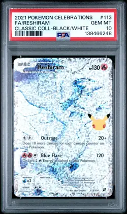 2021 POKEMON CELEBRATIONS CLASSIC COLLECTION #113 FULL ART/RESHIRAM PSA 10 - Image 1