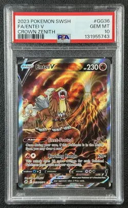 ENTEI V PSA 10 2023 POKEMON SWSH CROWN ZENITH #GG36/GG70 FA FULL ART GEM 743 - Image 1