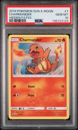 2019 POKEMON SUN & MOON HIDDEN FATES #7 CHARMANDER PSA 10 - Image 1