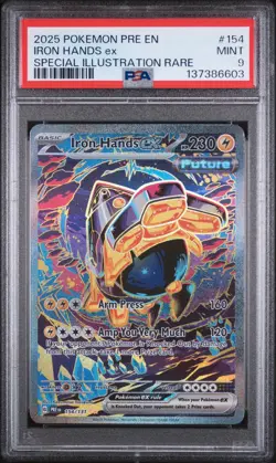 2025 POKEMON PRISMATIC EVOLUTIONS SPECIAL ILLUSTRATION RARE IRON HANDS EX PSA 9 - Image 1