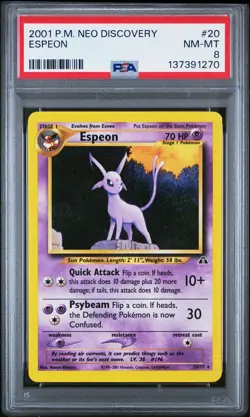 2001 POKEMON NEO DISCOVERY #20 ESPEON PSA 8 - Image 1