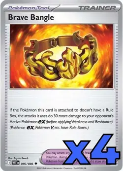 4x Brave Bangle 080/086 Sv: White Flare PLAYSET x4 - Pokemon TCG - NM - Image 1