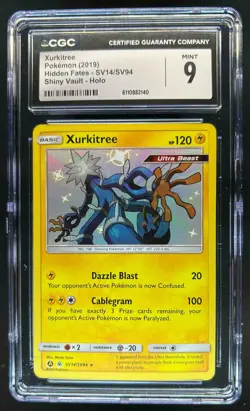 2019 Pokemon SM Hidden Fates Xurkitree Shiny Vault Rare #SV14/SV94 CGC 9 - Image 1