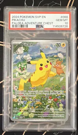 Pikachu (Paldea Adventure Chest) Holo Pokemon Scarlet & Violet Black Star PSA 10 - Image 1