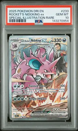 2025 POKEMON DRI SPECIAL ILLUSTRATION RARE #233 TEAM ROCKET'S NIDOKING EX PSA 10 - Image 1