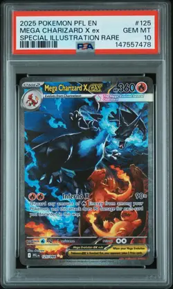 2025 POKEMON PFL EN-PHANTASMAL FLAMES #125 MEGA CHARIZARD X EX PSA 10 - Image 1