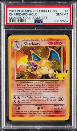 2021 POKEMON CELEBRATIONS CLASSIC COLLECTION #4 CHARIZARD-HOLO PSA 10 - Image 1