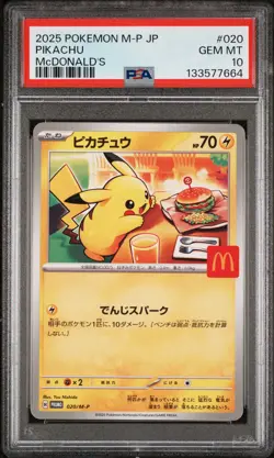 2025 POKEMON JAPANESE M-P PROMO MCDONALD'S #020 PIKACHU PSA 10 - Image 1
